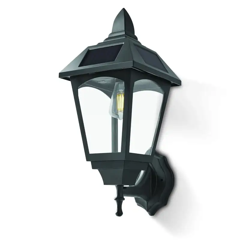 

Sensor Activated Solar Wall Lantern, W/Filament Bulb, Black