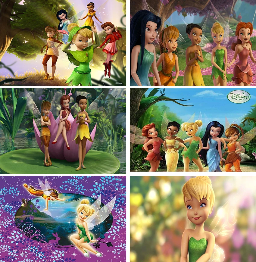 Disney Peter Pan Tinker Bell Miss Elastic Background Decorazione Per Feste Di Compleanno Giallo Verde Bubble Photography Fondale Wall