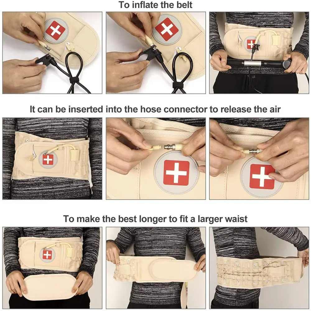Iatable Belt PU Leer Verlicht Lage Rugpijn Lucht Tractie Beugel Volwassen Ondersteuning Vaste Taille Beschermende Uitrusting Unisex_voghion.com