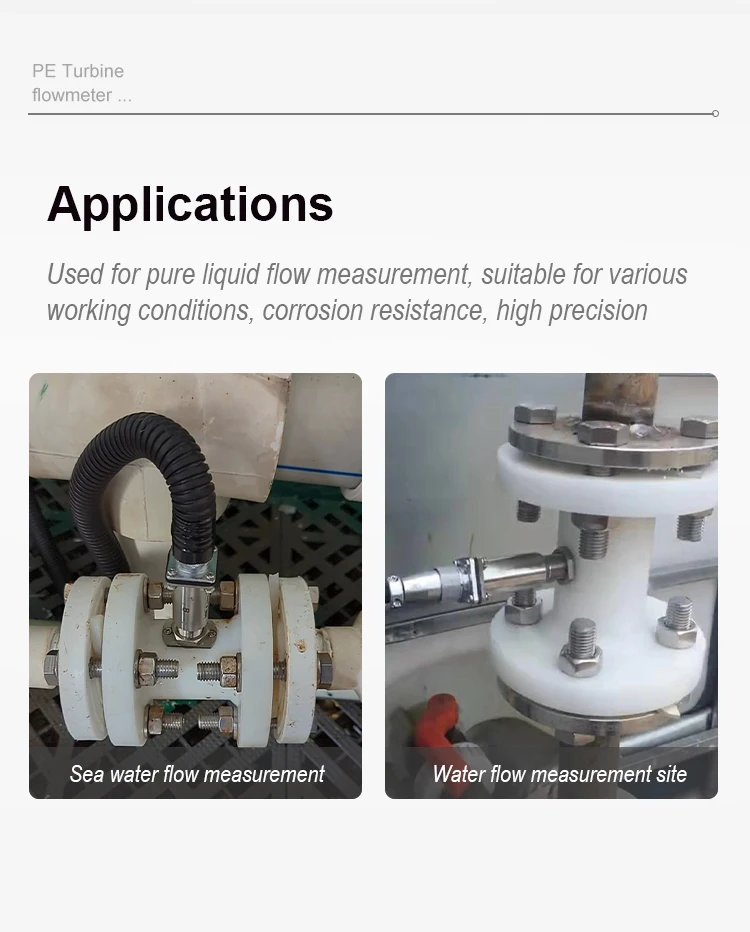 DN15 Anti-corrosion Turbine Flow Meter PE Material Water Flowmeter Acid and Alka