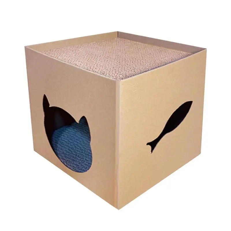 Cardboard Cat House Indoor Cat Scratch Box Cat Scratcher Toy Cat House