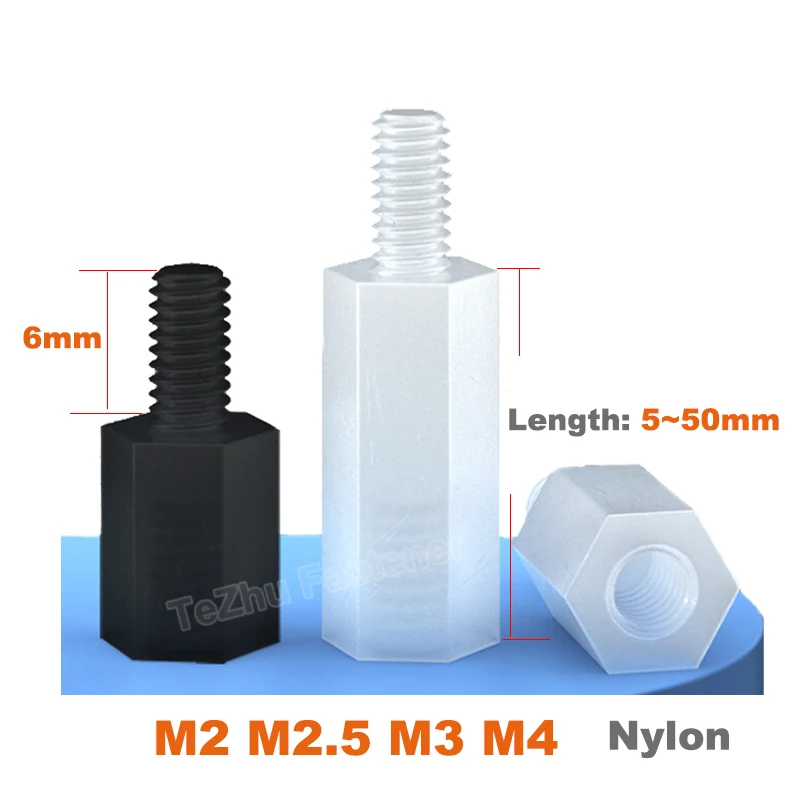

10/20pcs M2 M2.5 M3 M4 Hex Male to Female Nylon Plastic Standoff Spacer Spacing Screw Hexagonal Stud Nut Threaded Pillar PCB PC