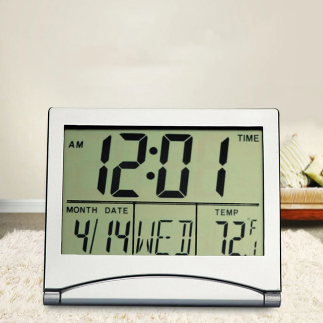 Tool Digital Clock W/ Calendar Accessories Alarm Professional Replacement Silver Temperature Clock Digital LCD