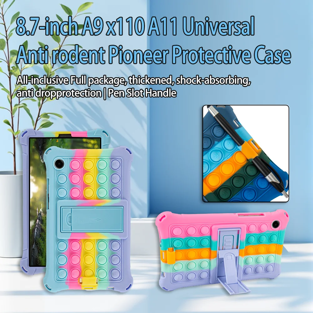 Soft Bubble Stand Case - Silicone Kids Tablet Cover