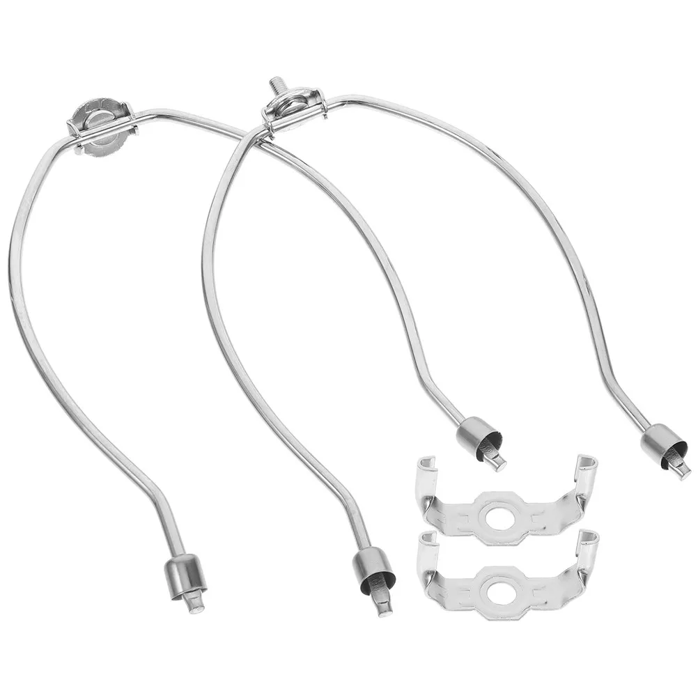 2Pcs 램프 하프 브래킷 범용 크롬 전기 도금 조절 가능한 높이 혼 프레임 갓 홀더 지원 램프 쉐이드 어댑터