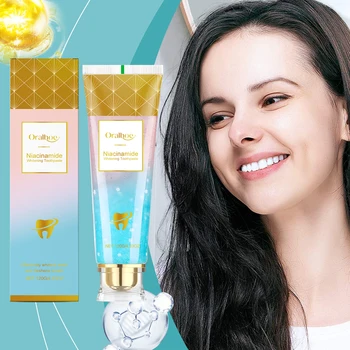 Dentifricio sbiancante al niacinamide Macchie dentali Rimozione Prevenire l'alito cattivo Pulizia orale Rinfrescante Riduce la placca Dentifricio 1