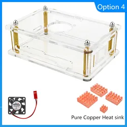 Transparent Acrylic Case with Optional Active Cooling Fan and Heat Sink for Single Board Computers (Option 4)