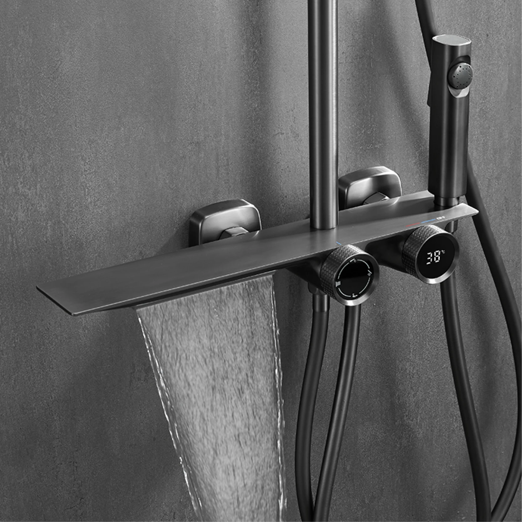 Bathroom Shower System Digital Display Design Waterfall Water Outlet Cold & Hot Dual Control Shower Tap shower set