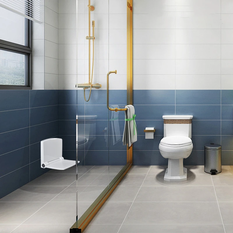 Wall-mounted Shower Seats Plastic Folding Bath Chair Multi-functional Shower Room Bath Porch Sitting Stool Home Non-slip Chair 4