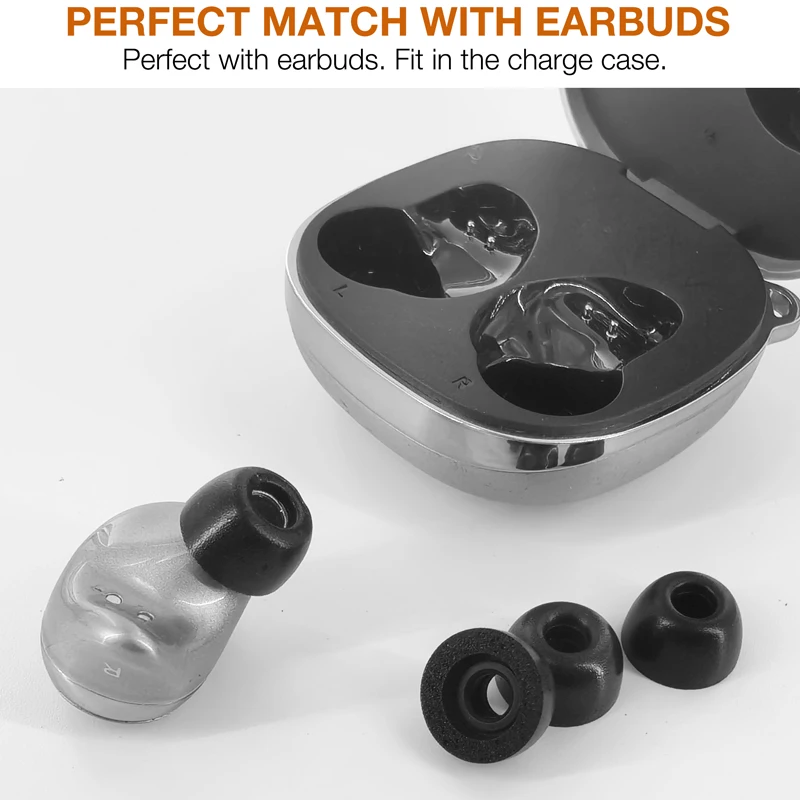 Replacement Memory Foam Ear Tips for Raycon Everyday/Fitness/Impact Earbuds, Black