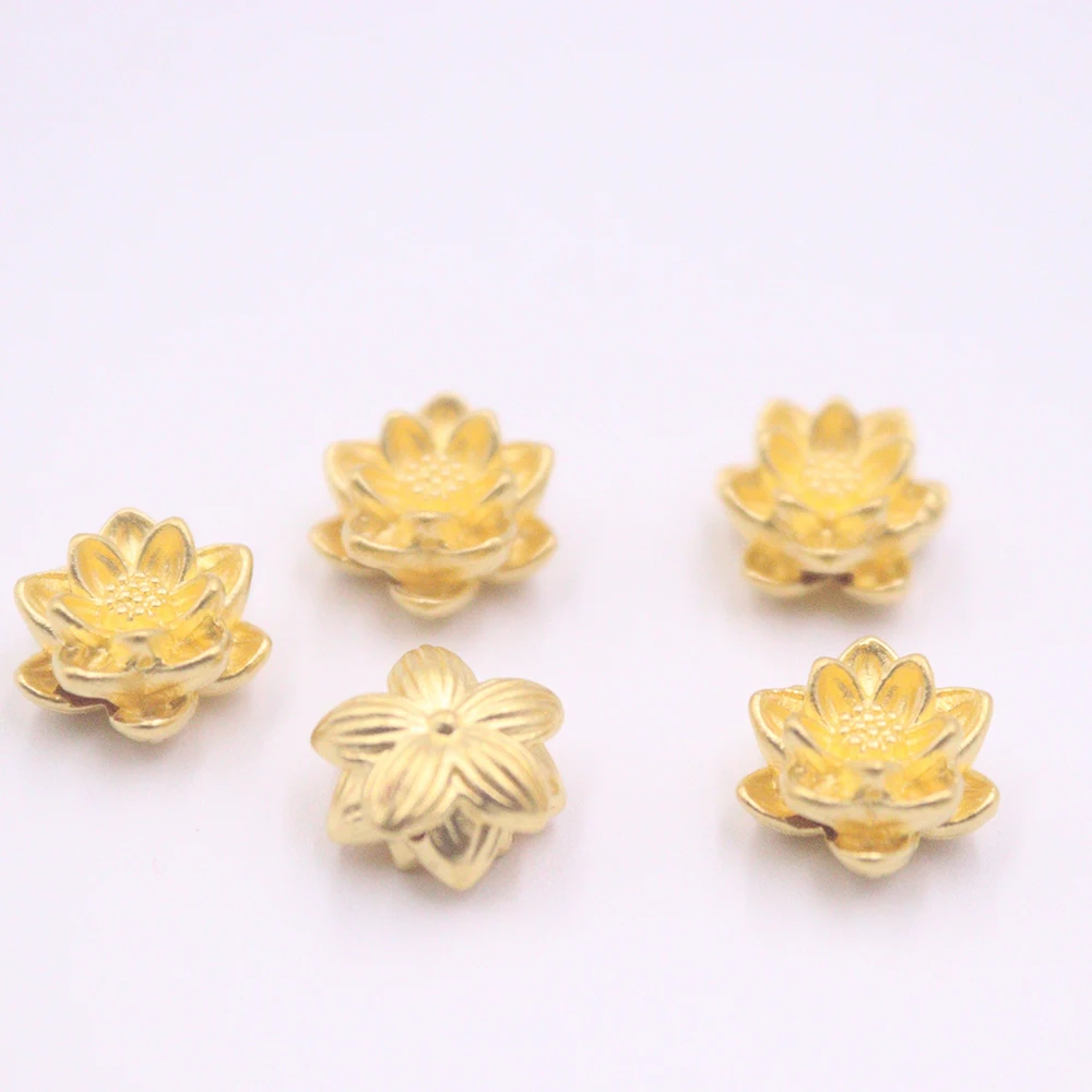 

1PCS Real 999 24k Yellow Gold Pendant For Women 3D Small Lotus Charms Loose Bead 0.15-0.2g