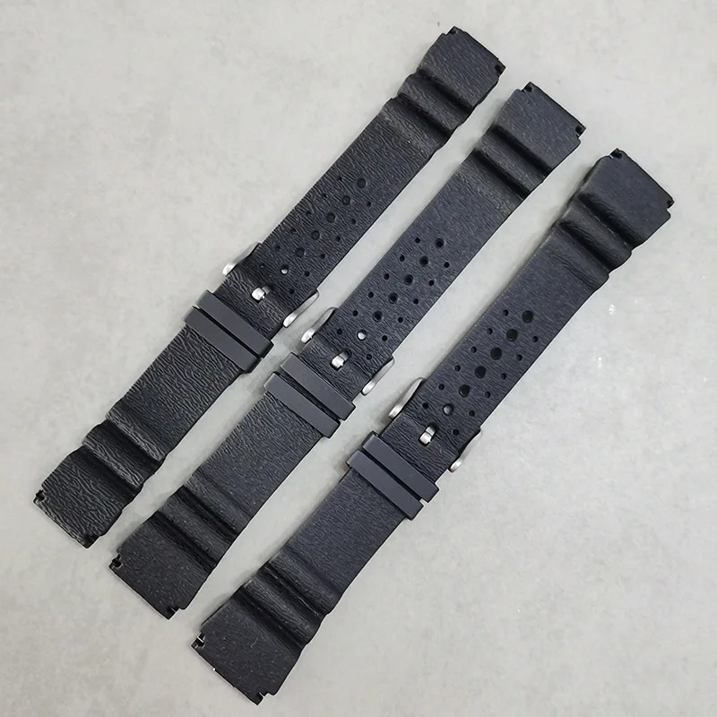 JZK 24mm schwarzes Ersatz-Uhrenarmband aus Silikon für Seiko Prospex
