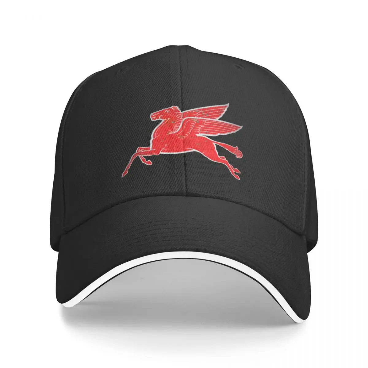 Red Pegasus distressed version facing left. Baseball Cap black Fluffy Hat cute Hat Man Women's