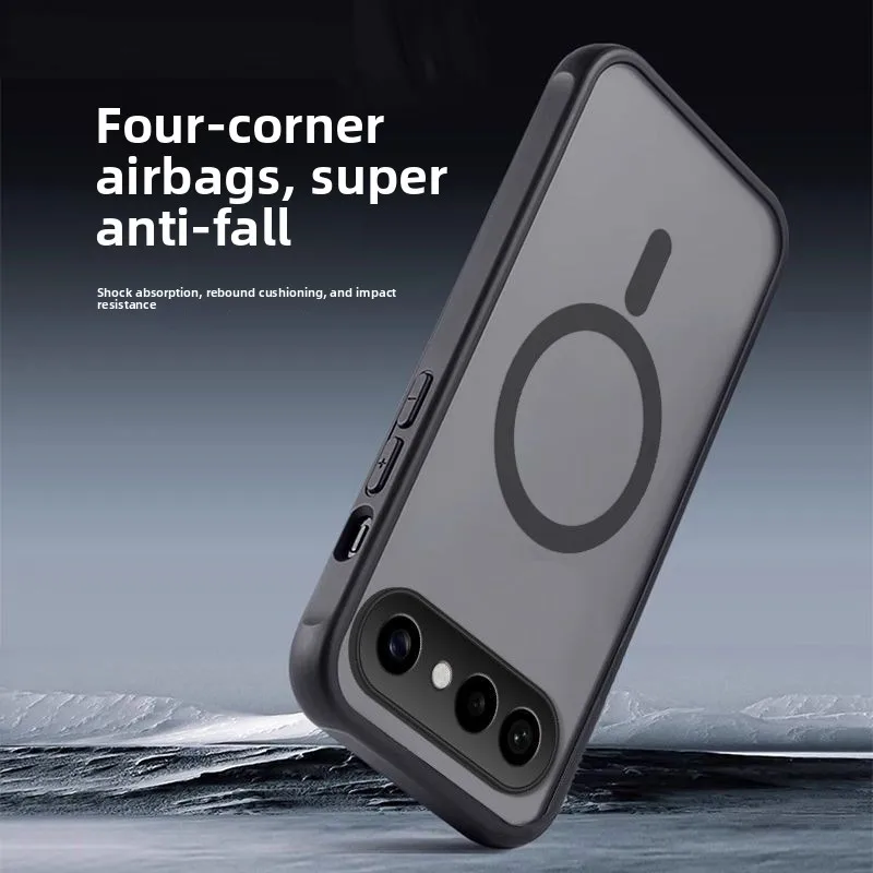 Magnetic Frosted Silicone Case - Anti-Fingerprint Shockproof Bumper with Acrylic Cover