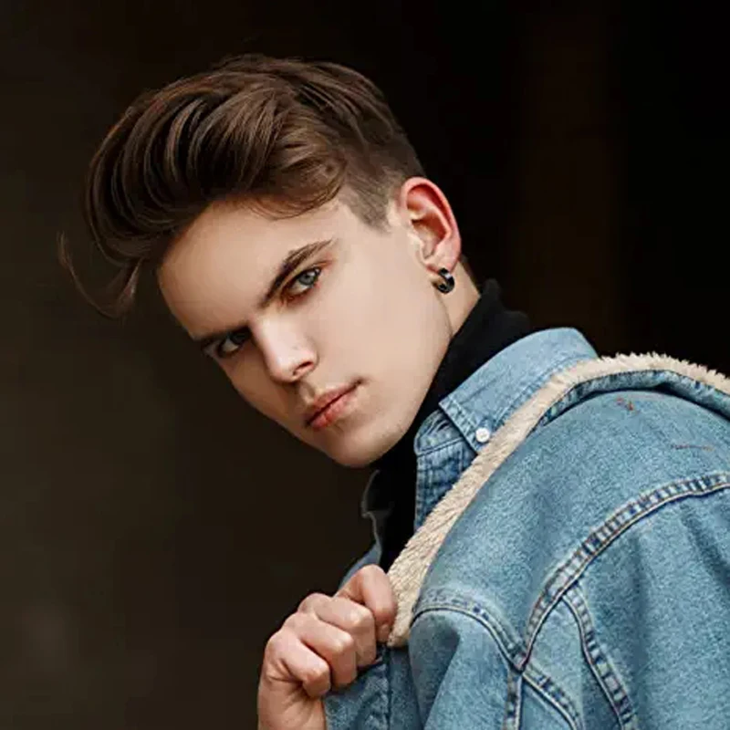2 Pcs/30 Pcs Magnetic Black Clip On Earrings Men Women Hoop Dangle Helix Earrings Stainless Steel Non-Piercing Set 5