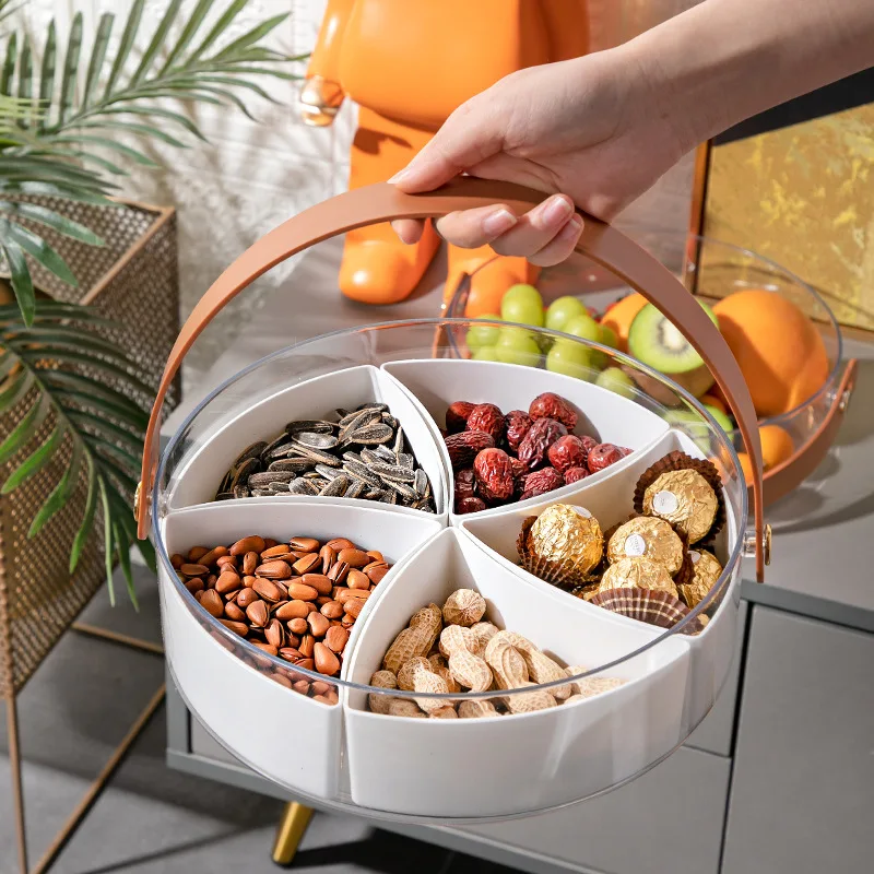 

Fruit Candy Storage Box Party Candy Pastry Nuts Chocolate Tray Round Multi-lattice Snack Organizer Melon Seeds Snack Fruit Plate