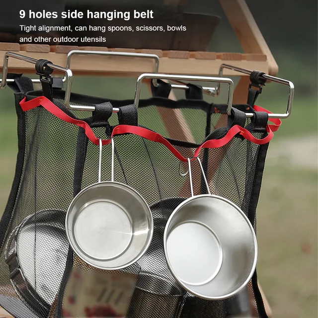 Összecsukható Asztali Tároló Nettó Hordozható Polc Táska Háló Piknik Kültéri Kemping Barbecue Konyha Állvány - Image 5
