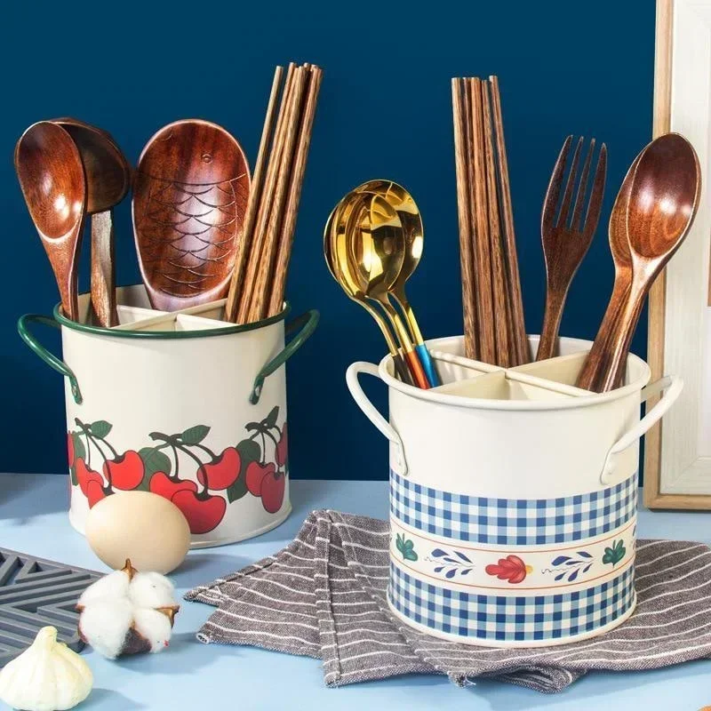 Ins Vintage Chopsticks Holder Drying Rack Separated Organizer Utensil Holder for Kitchen Dining Room Home Kitchenware Tube Shelf 6