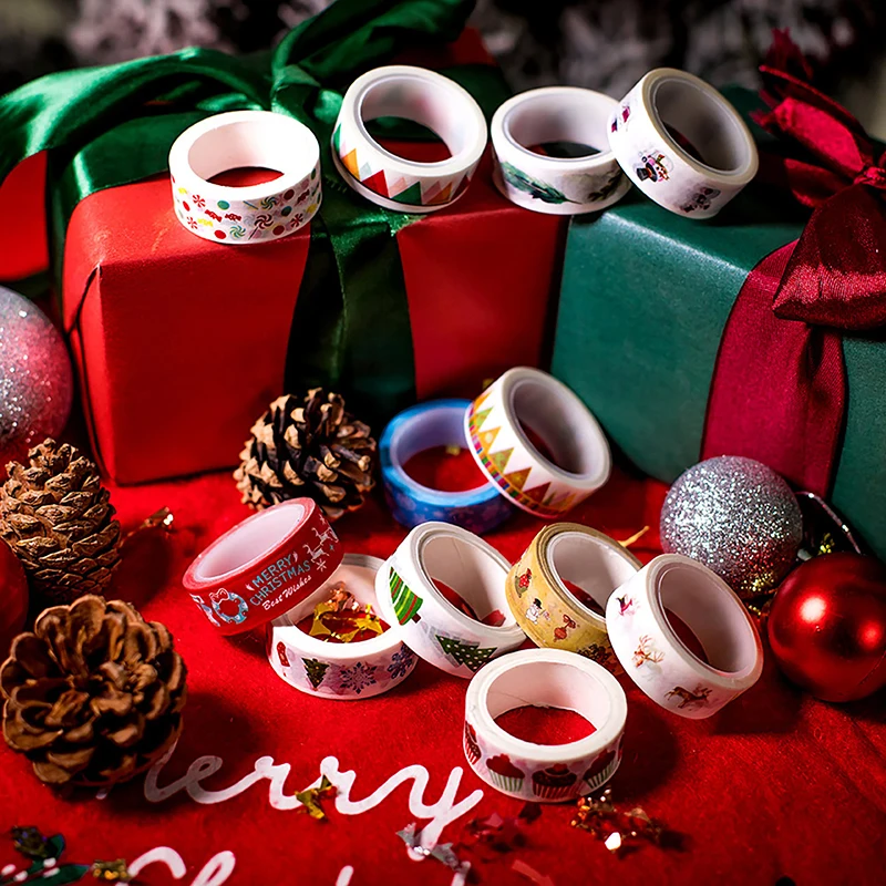 

1 рулон, Мультяшные рождественские Васи красочные ленты для скрапбукинга, Маскировочная лента, бумажные инструменты для украшения «сделай сам»