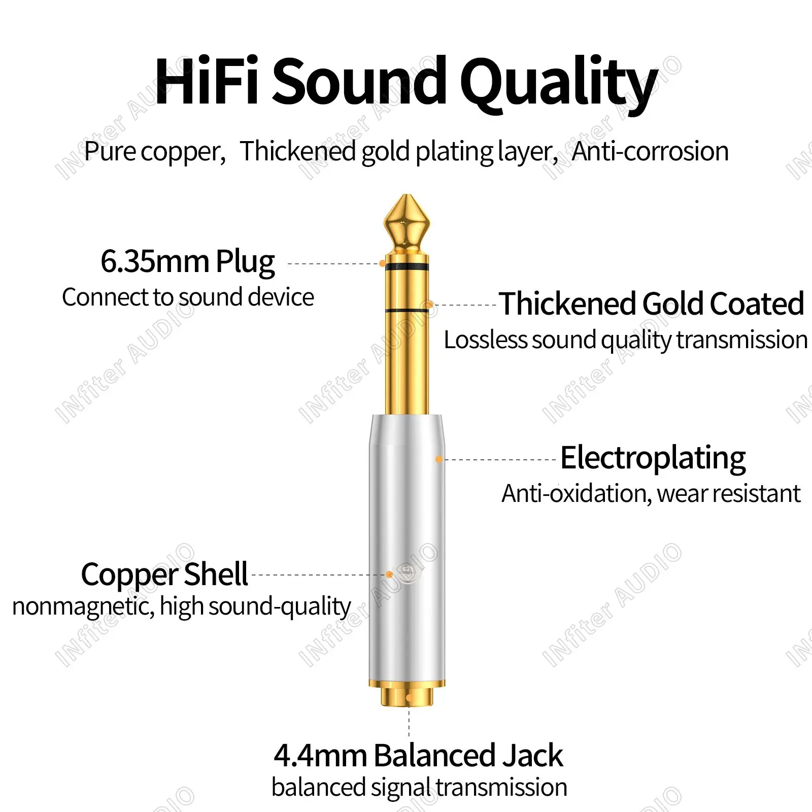 Premium Audio Adapter: 6.35mm to 4.4mm Balanced Converter Connector