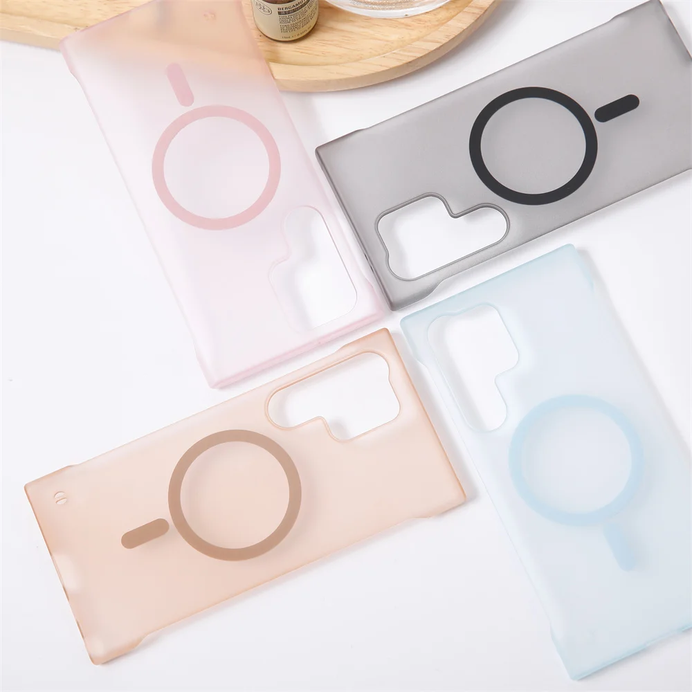 Luxury Slim Matte Clear Frameless Magnetic Case with Wireless Charging Support