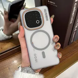 Sleek Matte Frosted Translucent Shockproof Magnetic Phone Case for iqoo Z10 turbo (Grey)