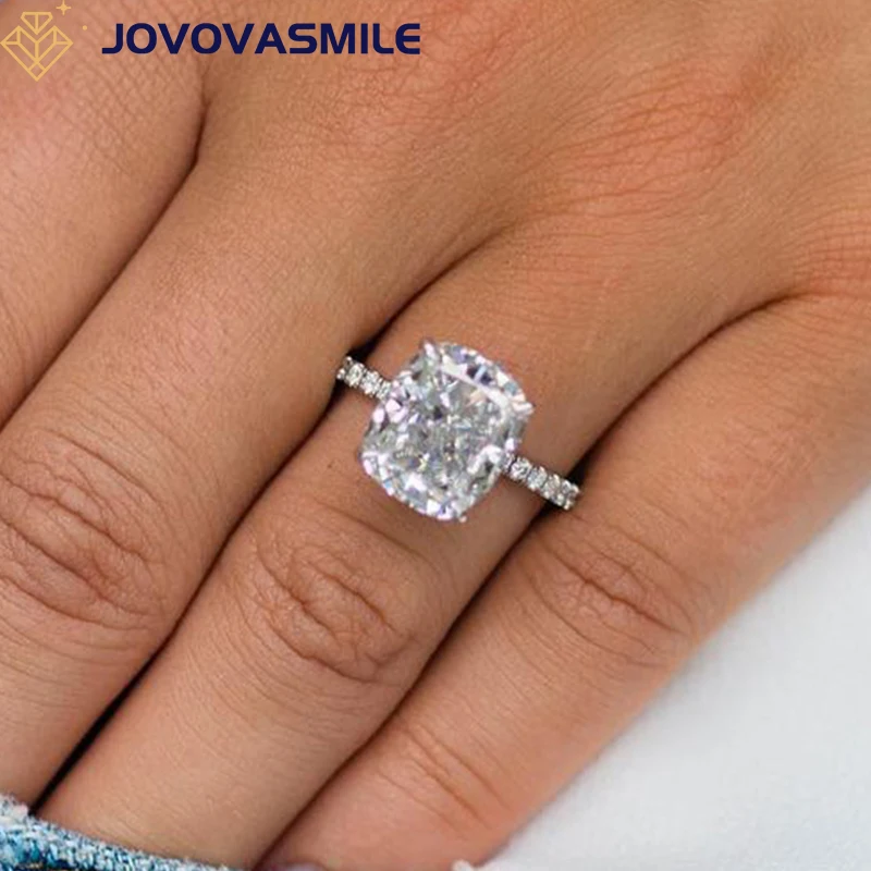 

JOVOVASMILE Moissanite Rings With GRA Certification Original 9k 14k White Gold 5carat 9x11mm Crushed Ice Cushion Cut Jewelry