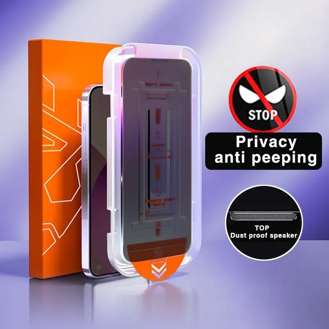 thumbnail image 1 of Protecteur d'écran pour iPhone, revêtement oléophobe 8K, Installation sans poussière, verre Anti-espion, pour iPhone 13 11 12 14 Pro Max Mini XS MAX X 15, 1 of 5