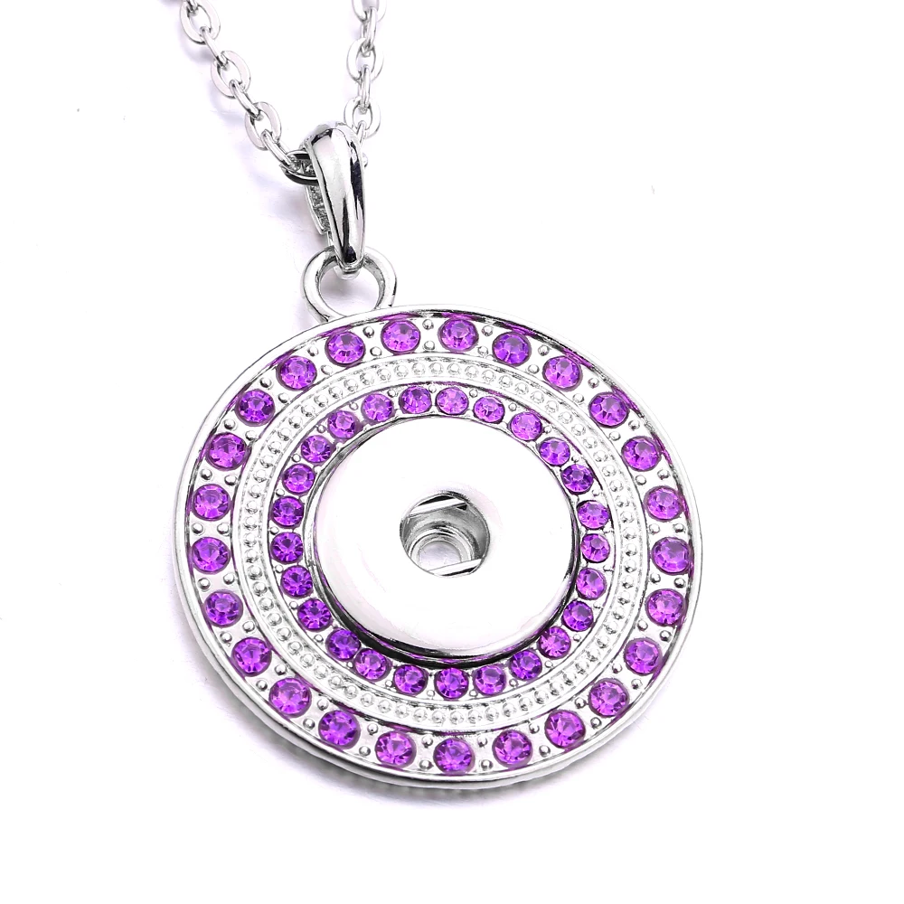 10pcs New Snap Button Jewelry Necklaces High Quality Full Crystal Round Snaps Pendant Necklace for Women
