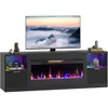 70” Fireplace TV Stand Modern Entertainment Center with 36" Electric Fireplace & LED Lights, Fluted Media TV Console Table 2