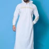Mens Tops Muslim Middle Eastern Islamic Arabic Clothing Loose Striped Long Sleeve Drawstring Pockets Full Length Hooded Robe
