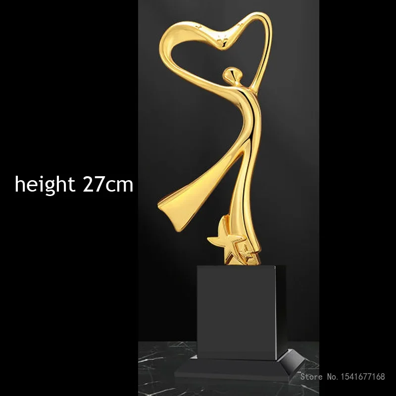 Customized Electroplated Metal Crystal Trophy, Gifts, Company Awards, Souvenir competition, Pentagram Fencing, Dance Love Trophy