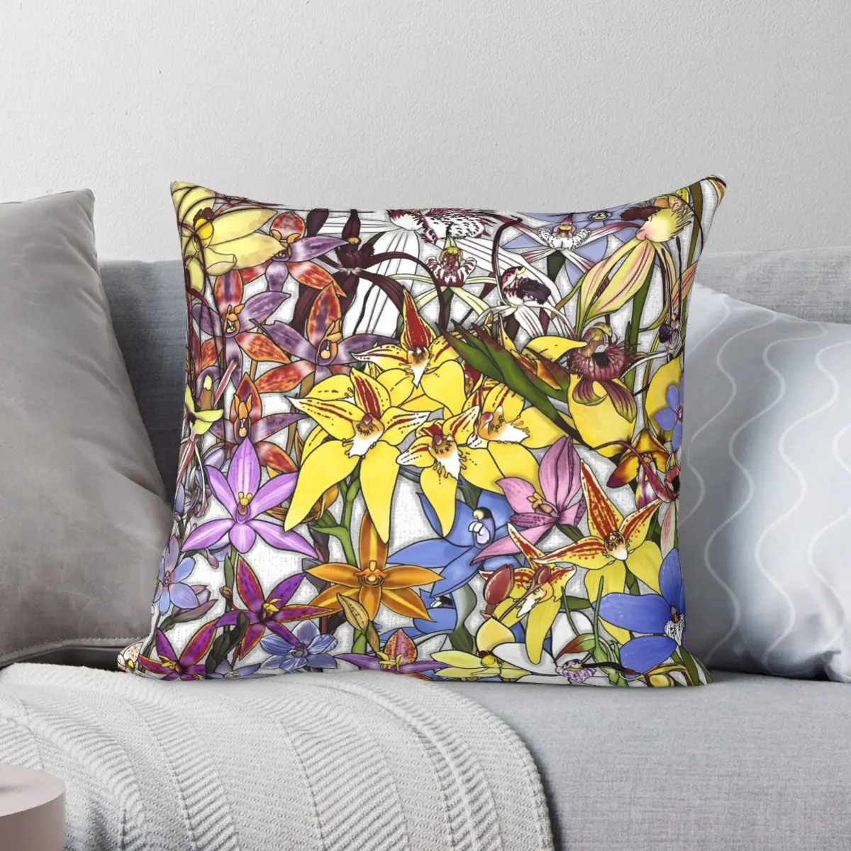 

The Native Orchids Square Pillowcase Polyester Linen Velvet Creative Zip Decor Throw Pillow Case Bed Cushion Cover