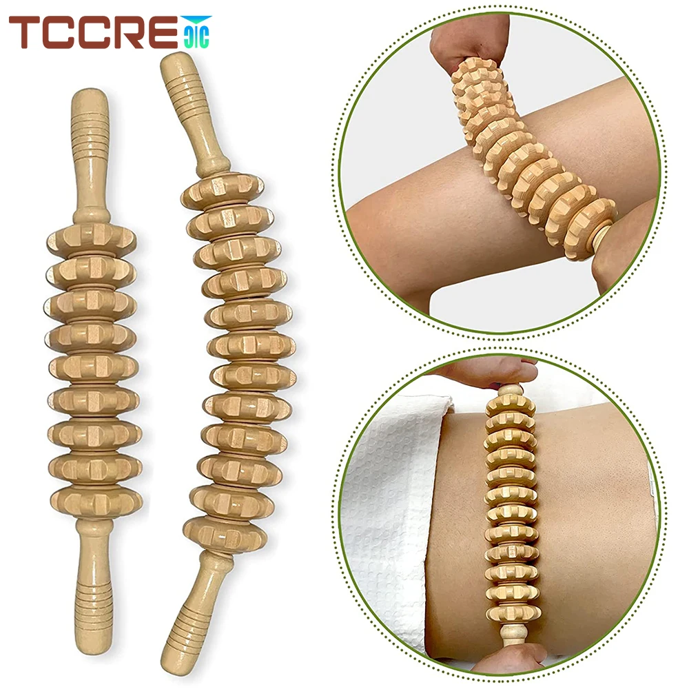 9 Roller Wooden Therapy Massage Stick Tool for Lymphatic Drainage,Cellulite Trigger Point Manual Muscle Release Rolling Massager wooden handle and steel wheels rolling tool handles for double wooden windows installing household screen door hand spline rolle