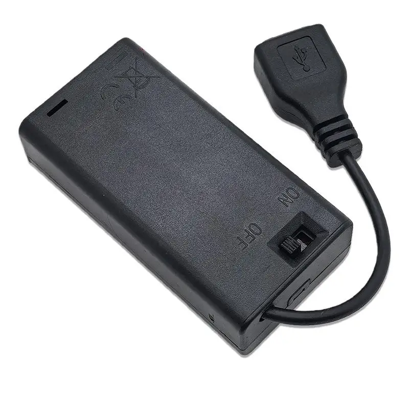 1/4개 확장 케이블 포트 커버 2*AA 3V USB 여성형 배터리 케이스 홀더 블록 조립용 LED 라이트 키트 스위치 및 커버 포함
