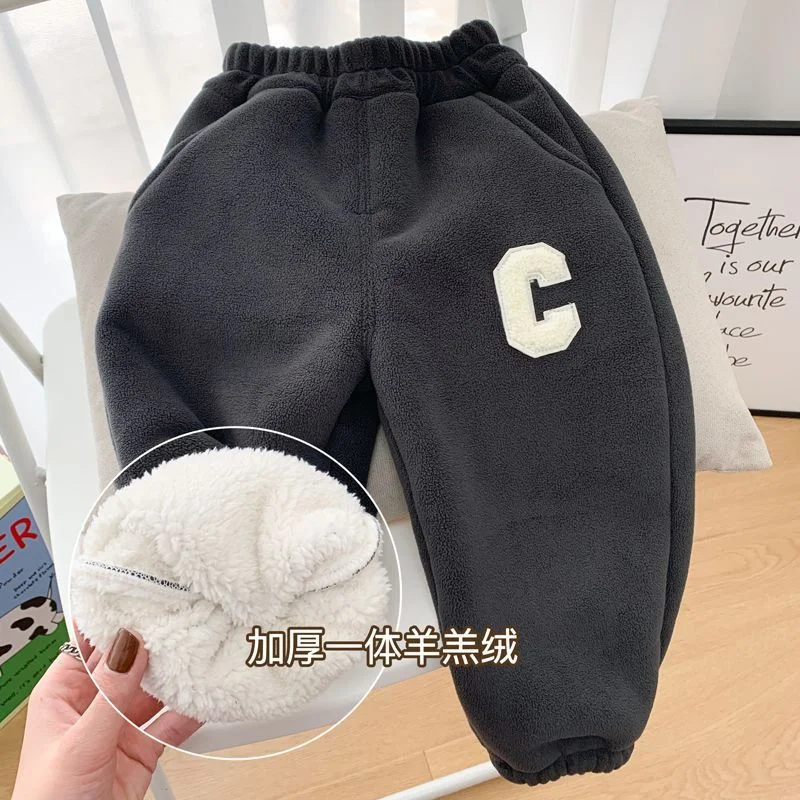 Boys Pants Winter Kids Padded Trousers Fleece Cotton