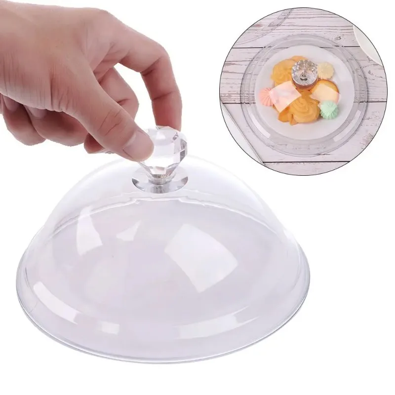 1PCS Round Dish Cover Cake Plate Bread Fruit Display Holder Acrylic Tempered Food Cover Dust Party Decoration