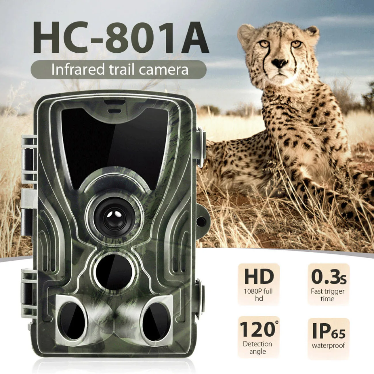 

HC801A Hunting Trail Camera 20MP 1080P 940nm Infrared Night Vision IP65 Wildlife Motion Activated 0.3S Trigger Photo Trap