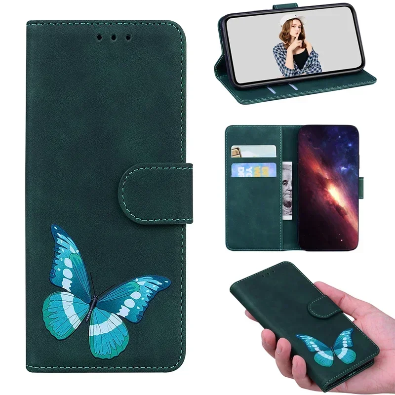 Elegant Leather Flip Wallet Case with Magnetic Closure and Anti-Fall Protection