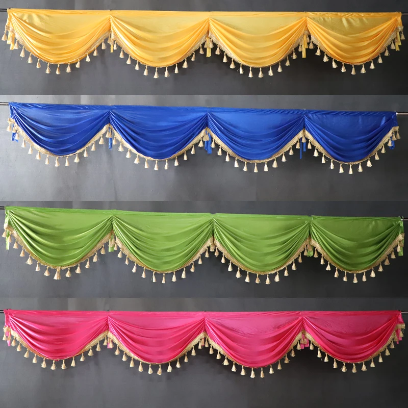 

Event Party Valance Drape Panel Decoration Wedding Backdrop Curtain Swag Stage Background Drapery Table Skirt Ice Silk Swag