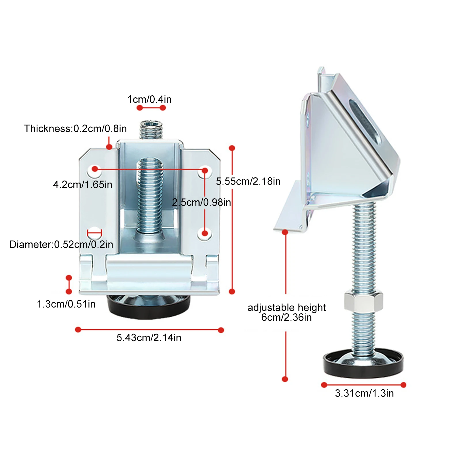 4PCS Metal Adjustable Foot Legs Levelers Heavy Duty Leveling Adjustable Furniture Leveling Feet For Furniture Cabinets