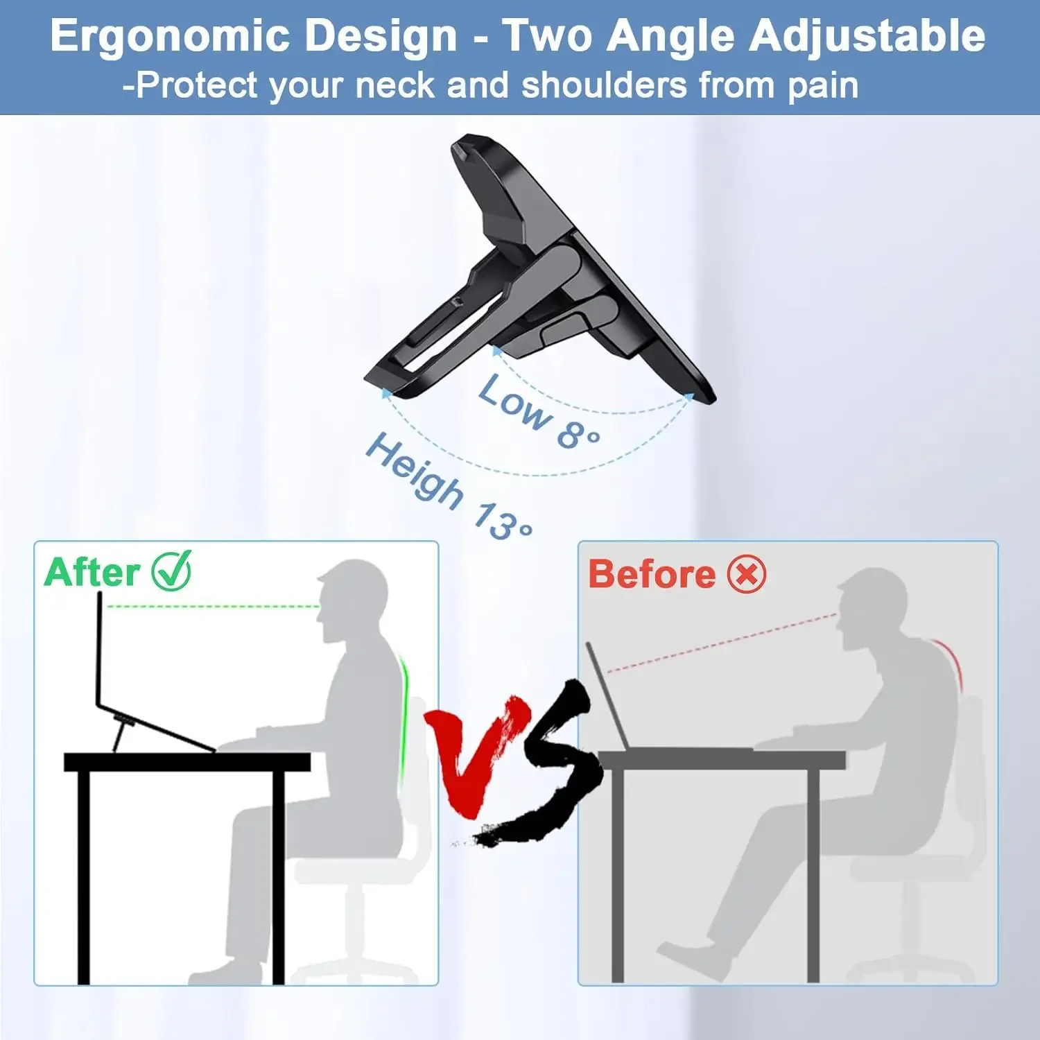 Foldable Portable Laptop & Tablet Stand Set - Adjustable Cooling Riser and Support Holder