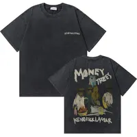 Washed Vintage Rapper Kendrick Lamar Good Kid Money Trees T-shirts Men Hip Hop Retro Oversized Tshirt Male Fashion Trend T Shirt 1