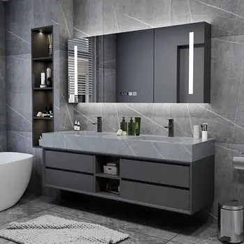 Modern Rock‑Top Bathroom Vanity with Sink 1