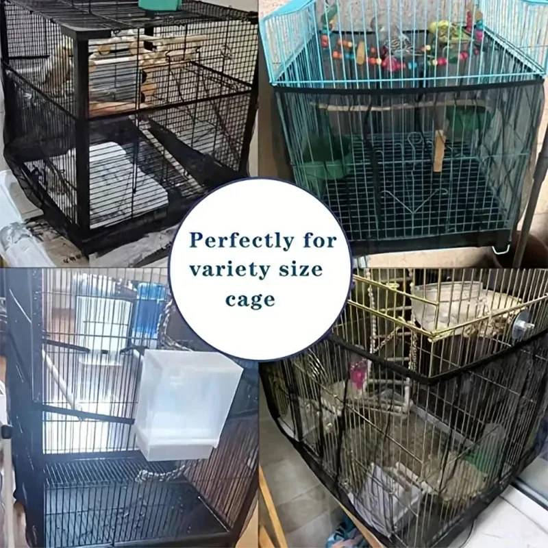 Bird Cage Cover Adjustable Bird Cage Net Cover for Round Square Cages