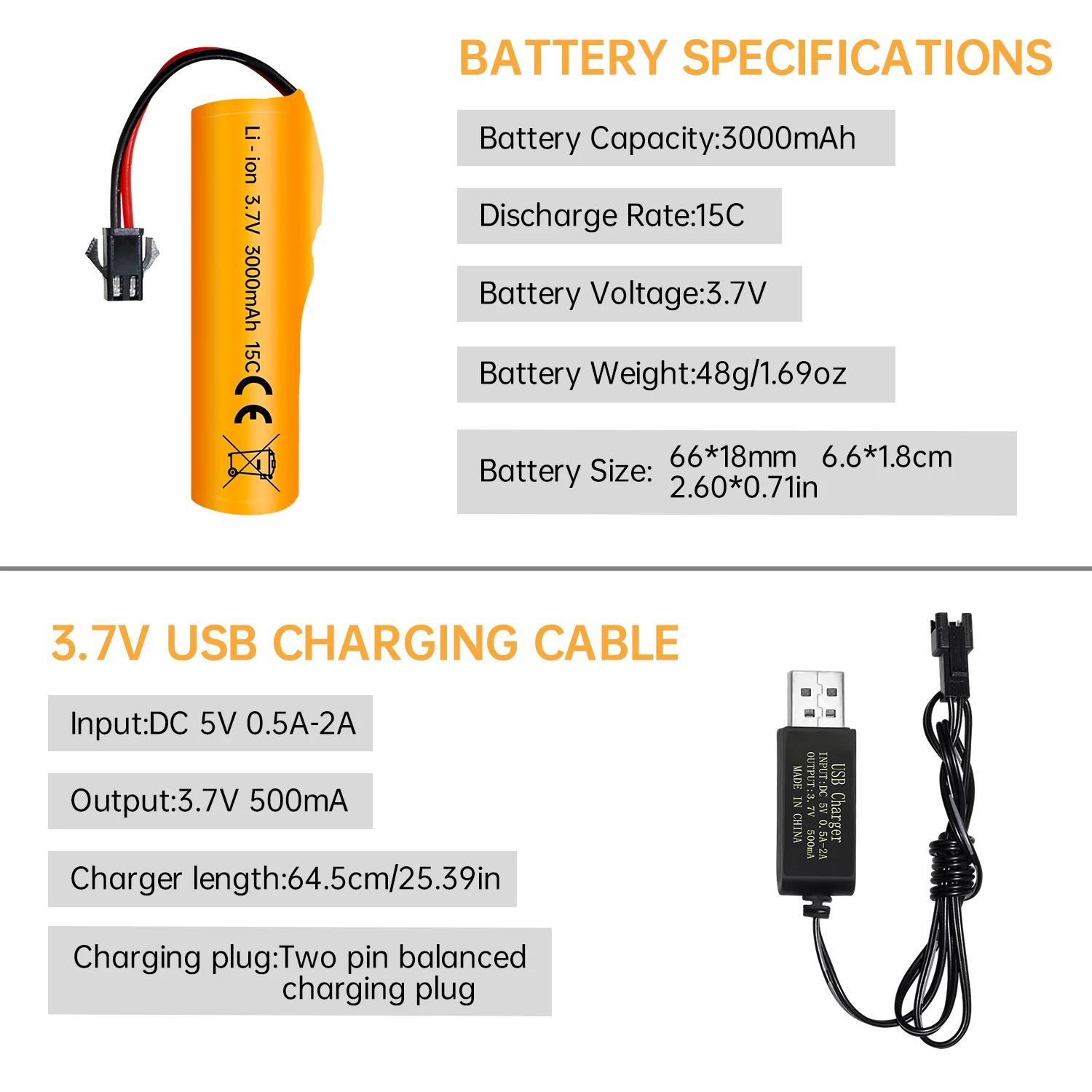 Batteria agli ioni di litio da 2 pezzi 3,7 V 3000 mAh con spina SM-2P e USB per auto DE42 DE44 DE45 DE68 RC, batteria per auto da corsa fuoristrada giocattolo per camion - immagine 6
