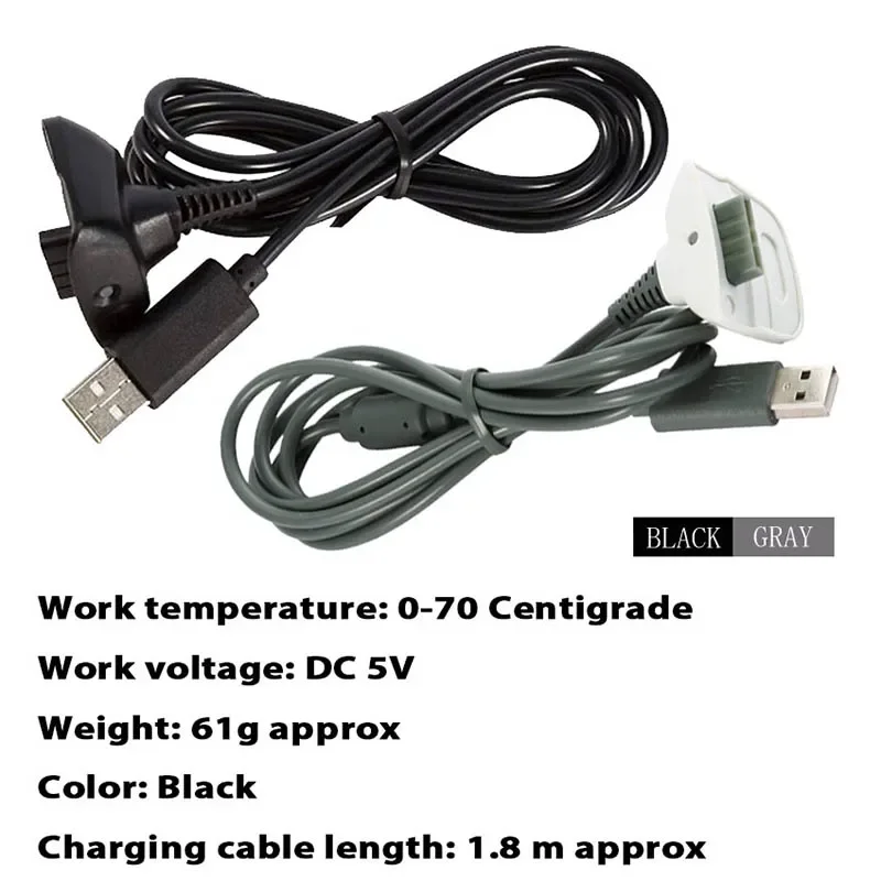 【빠른 배송】USB 충전 케이블 Xbox 360 무선 컨트롤러 게임패드 조이스틱 게임 케이블 Xbox 360용 1.8m 충전기 코드
