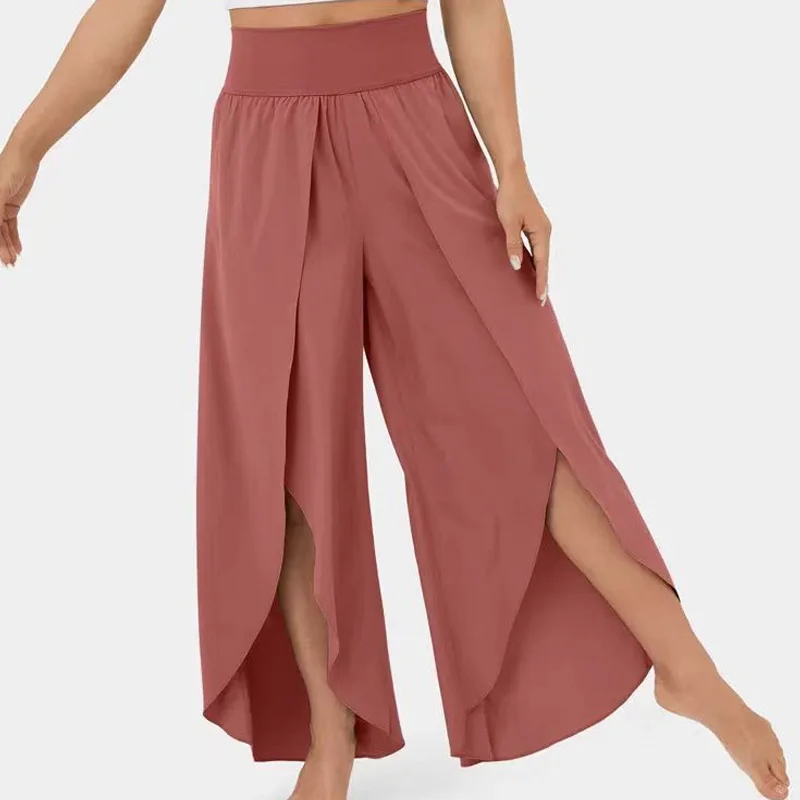 

Solid Color Elastic Waist Wide Leg Pants Irregular Casual Korean Fashion Spring Summer Thin Simplicity Women's Clothing 2023 New