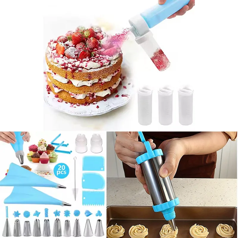 Cake Decoration Tool Kit with Piping Bags and Stainless Steel Tips for Baking Icing Buttercream Flowers and Dessert Decorating