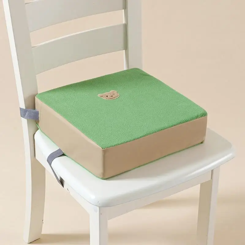 Portable Thicken Baby Highchair Seat Cushion Cartoon Bear PU Leather Thick Foam Children Dining Chair Booster Cushion Pad